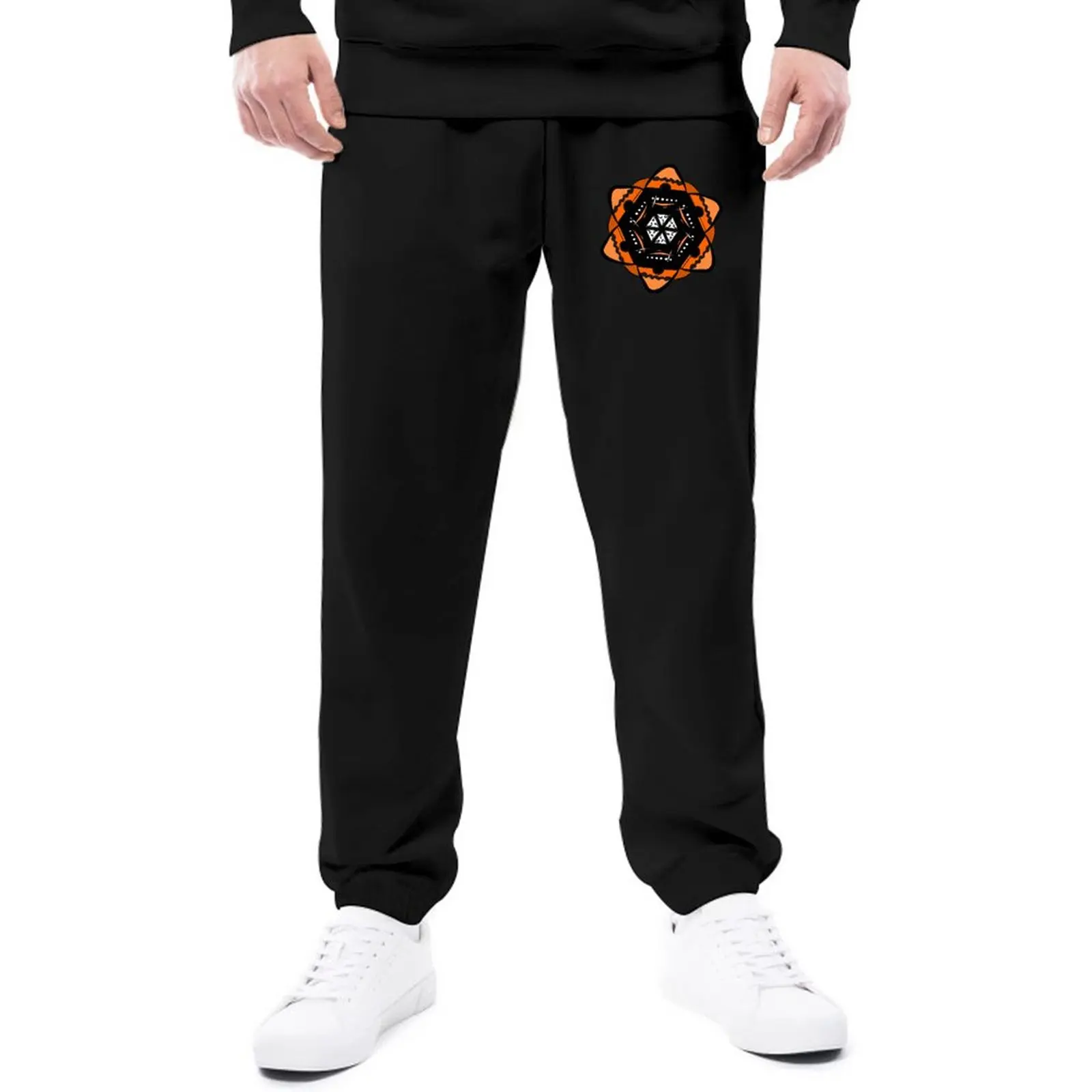 

Orange Star Mandala Pizza Sport Pants Men Boho Aesthetic Floral Streetwear Tracksuit Autumn Custom Graphic Sweatpants Big Size