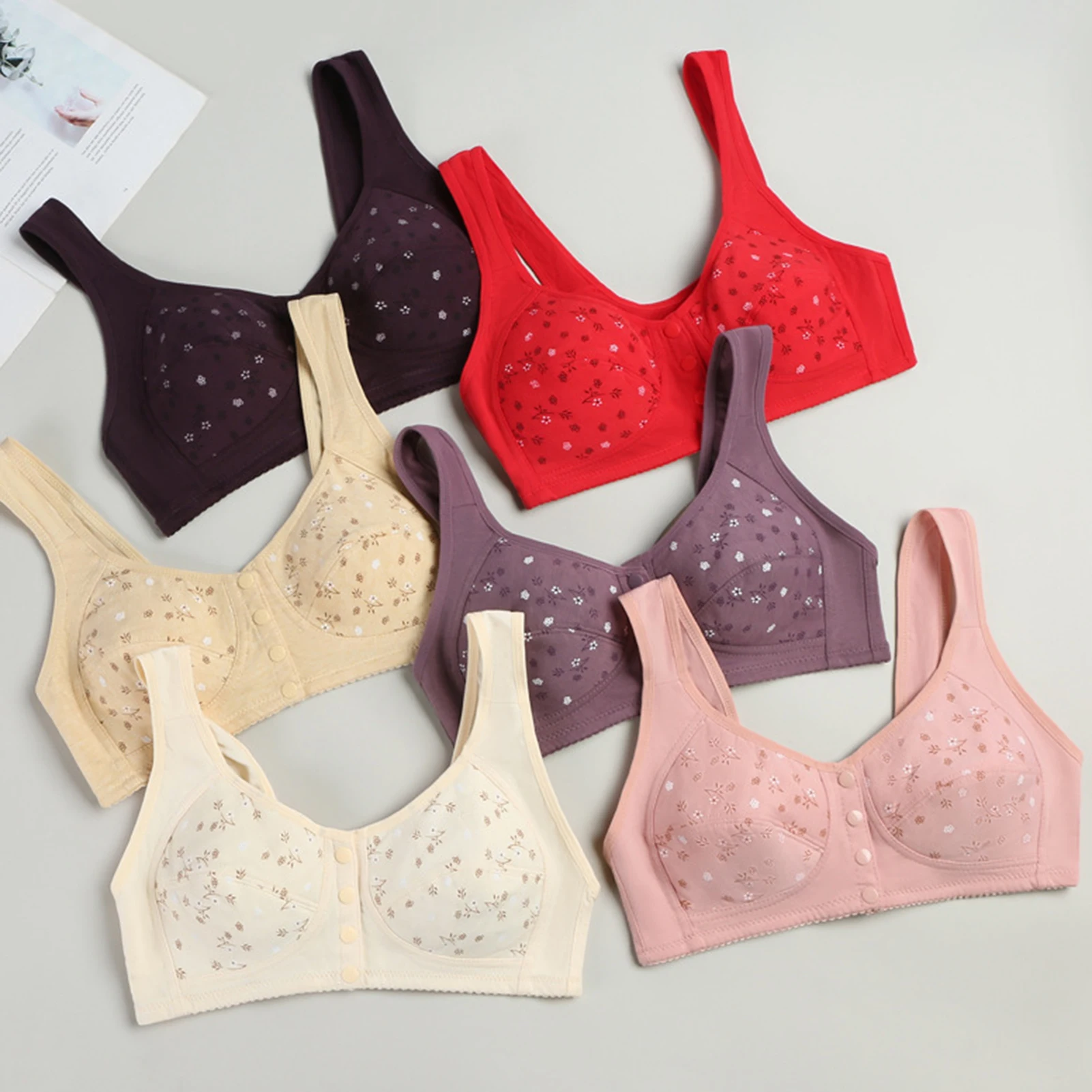 

Женские мягкие бюстгальтеры с передней пряжкой, дамское нижнее белье на широких бретелях без стальных колец, бюстгальтеры больших размеров 36 38 40 42 44 46, чашка