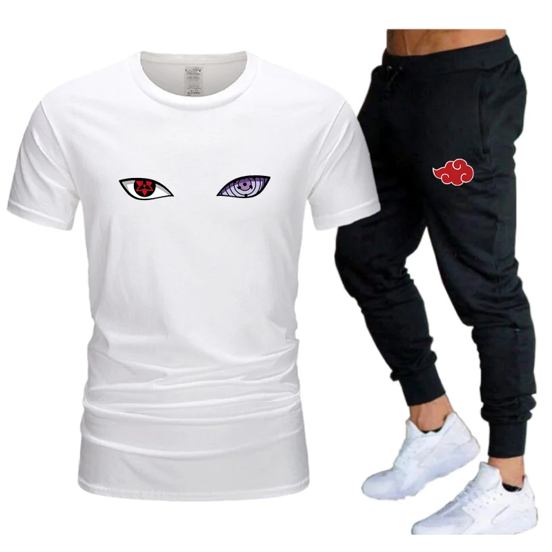 

2022 New Casual Tops Anime Manga Printing Brand Sets Men's Clothing Summer Streetwear Men T-shirt Harajuku trousers tracksuit