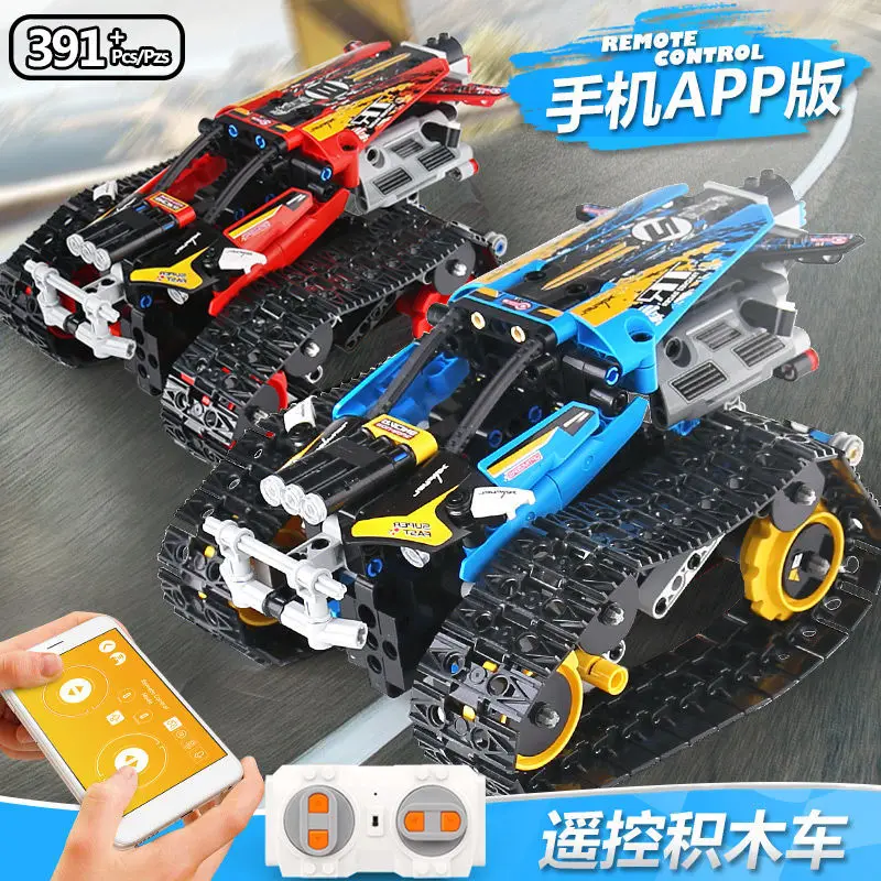 

High-Tech APP RC Tracked Stunt Car Smart Remote Control Building Blocks Car Speed Champion Vehicle DIY Bricks Car Toys Gift