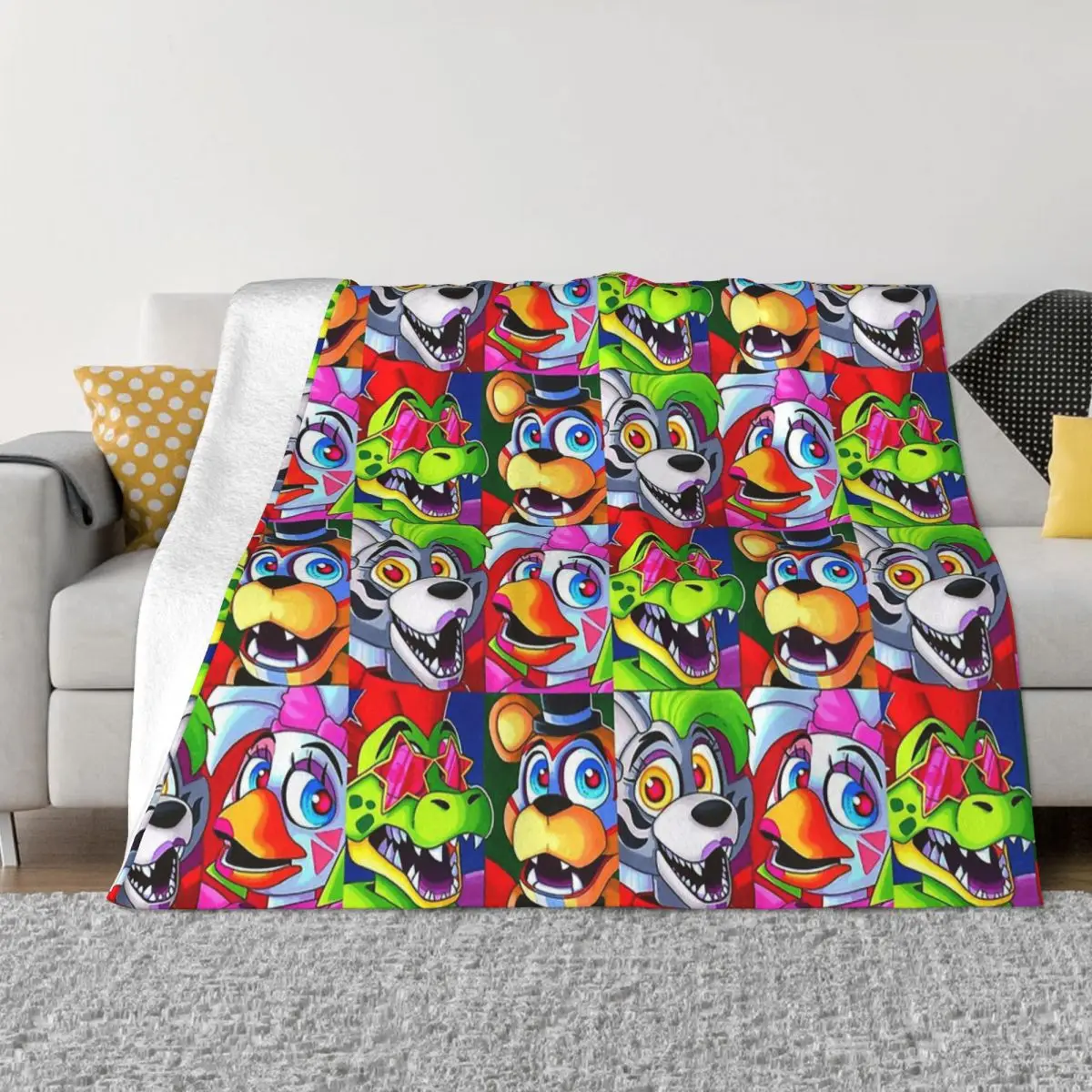 

FNAF Horror Game Blanket Flannel Security Breach Crew Cozy Soft FLeece Bedspread