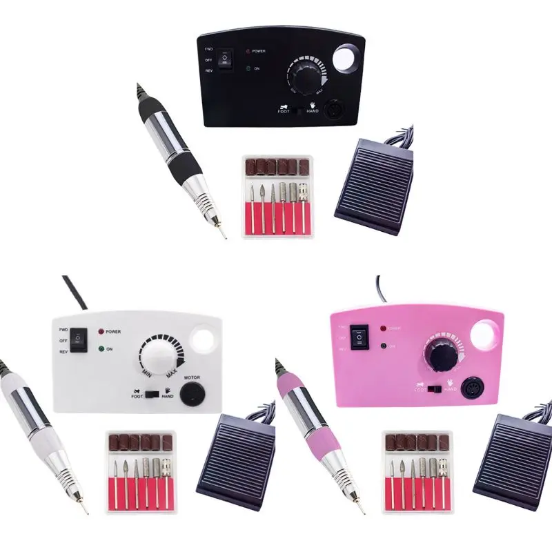 

30000RPM 35W Electric Drill Manicure Machine Pedicure Nails File Drills with 6 Drill Bit Accessions Tool