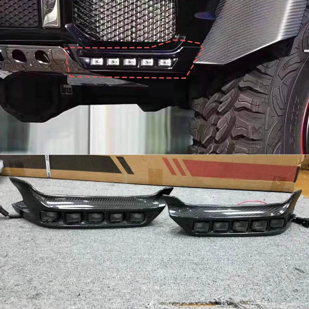 

Передний бампер из углеродного волокна для Mercedes Benz G Class G63 G500 G65 G350 G450 G55 W463 1989-2023, 2 шт.