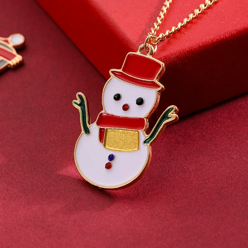 Праздничное колье с подвеской "Модный Рождественский Подарок" для женщин, регулируемое с изображением Санта-Клауса, елки, колокола и снеговика, украшение для вечеринок и аксессуары для ювелирных изделий.
