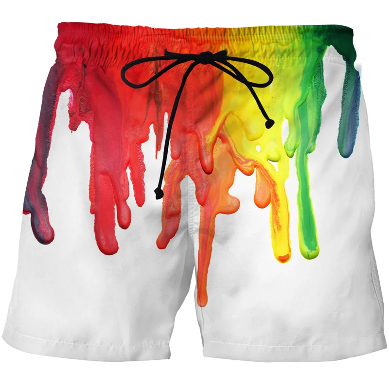 

2023 Men's Beach Pants Painting Art 3D Printed Short Men Colour Beach Shorts Casual Sea Surf Shorts Summer Unisex Swim Shorts