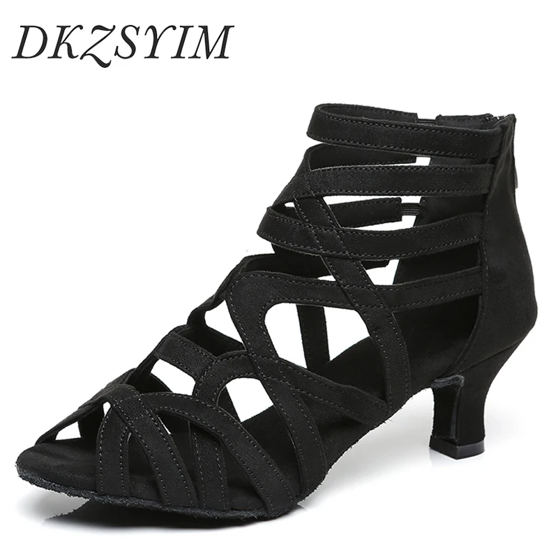 

DKZSYIM Woman Jazz Dance Boots Black Girls High Top Dance Shoes Women Custom Heels Salsa Tango Latin Ballroom Dancing Shoes