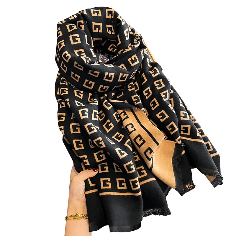 

Soft Winter Cashmere Scarf Women Hijab Print Blanket Foulard Female Pashmina 180*65cm Bufanda Echarpe Thick Warm Shawl Scarves