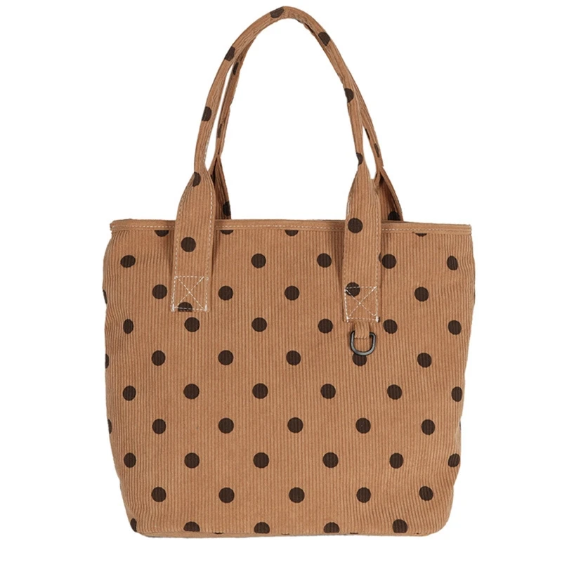 

Vintage Corduroy Bag Dots Tote Bags Clutch Bag Lightweight Shoulder Bag Fashion Ladies Large Capacity Shopping Bag