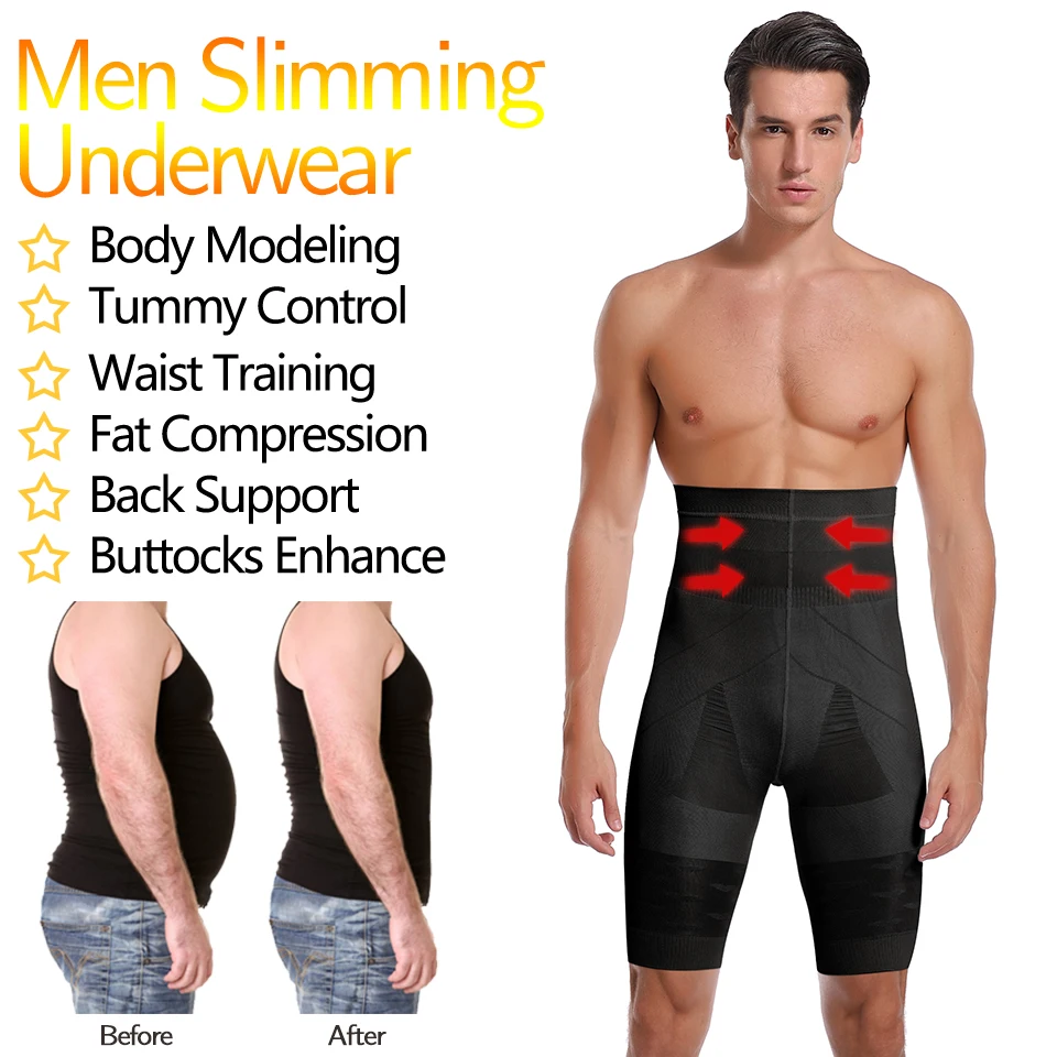 

Men High Waist Slimming Underwear Seamless Belly Girdle Boxer Briefs Weight Loss Short Pants Body Shapers Tummy Control Shorts