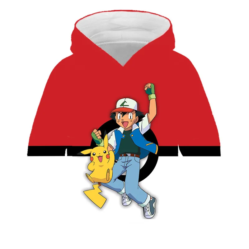 

Японская толстовка с капюшоном и длинным рукавом, с принтом в виде покемона, пуловеры в стиле Харадзюку, для мальчиков 4-14 лет, с принтом в вид...