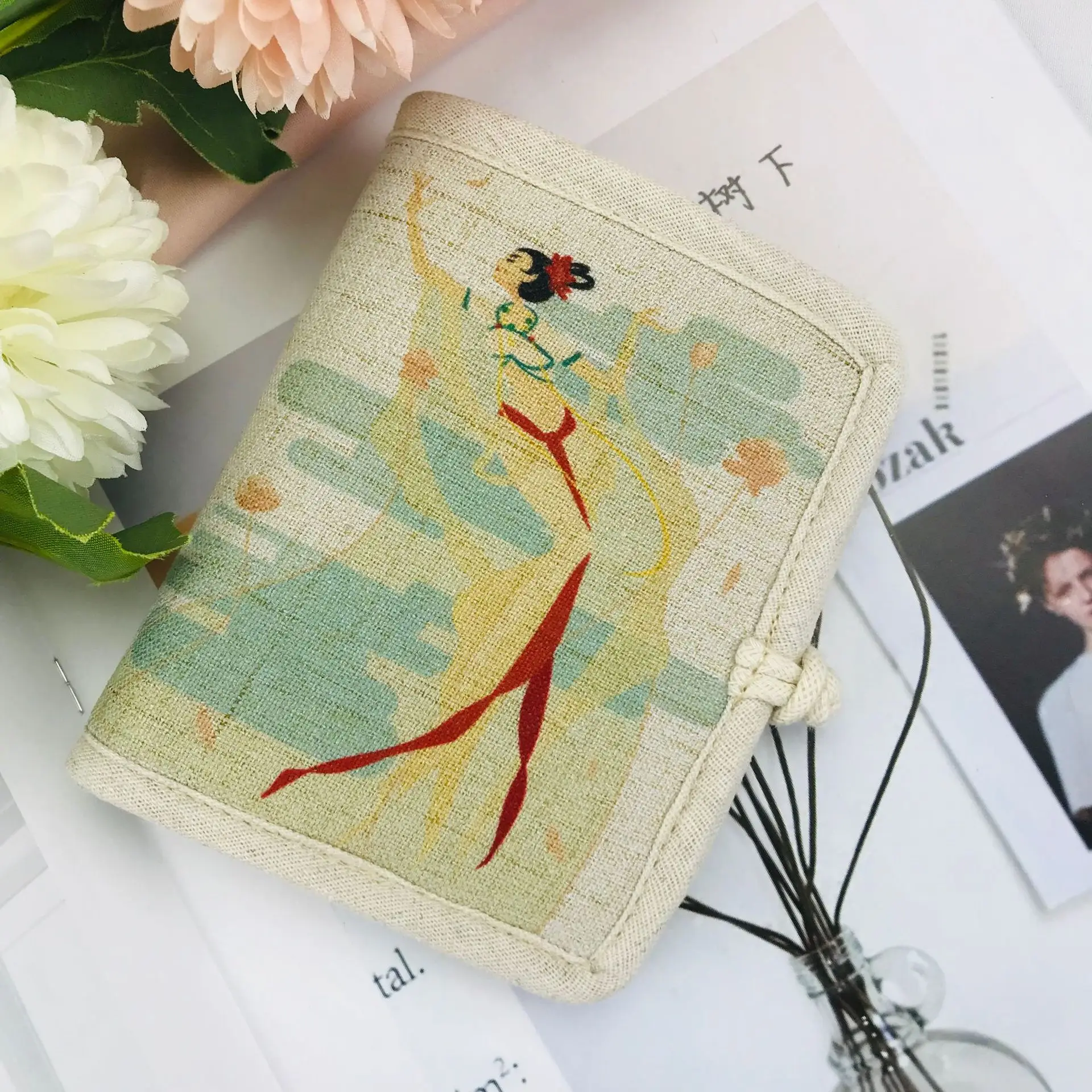

2022 Fashion Casual Linen Women Wallet Vintage Button Wallets Red ID Card Holder Coin Purse Small Women's Purse