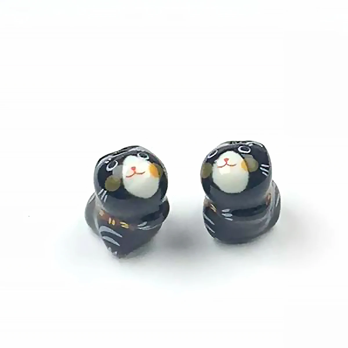 14x18 мм 2 шт./4 шт. черный кот в шарф бусины ручная роспись стоячий стиль Lucky Cat