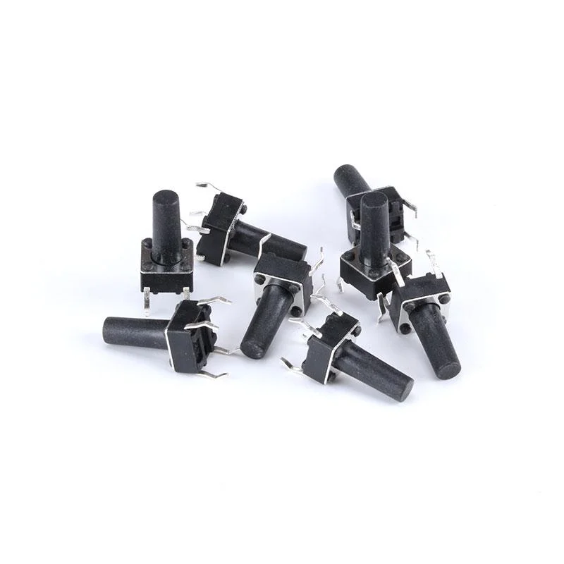 20 шт. 6*6*12 мм 4 контакта Стандартный сенсорный выключатель питания черная