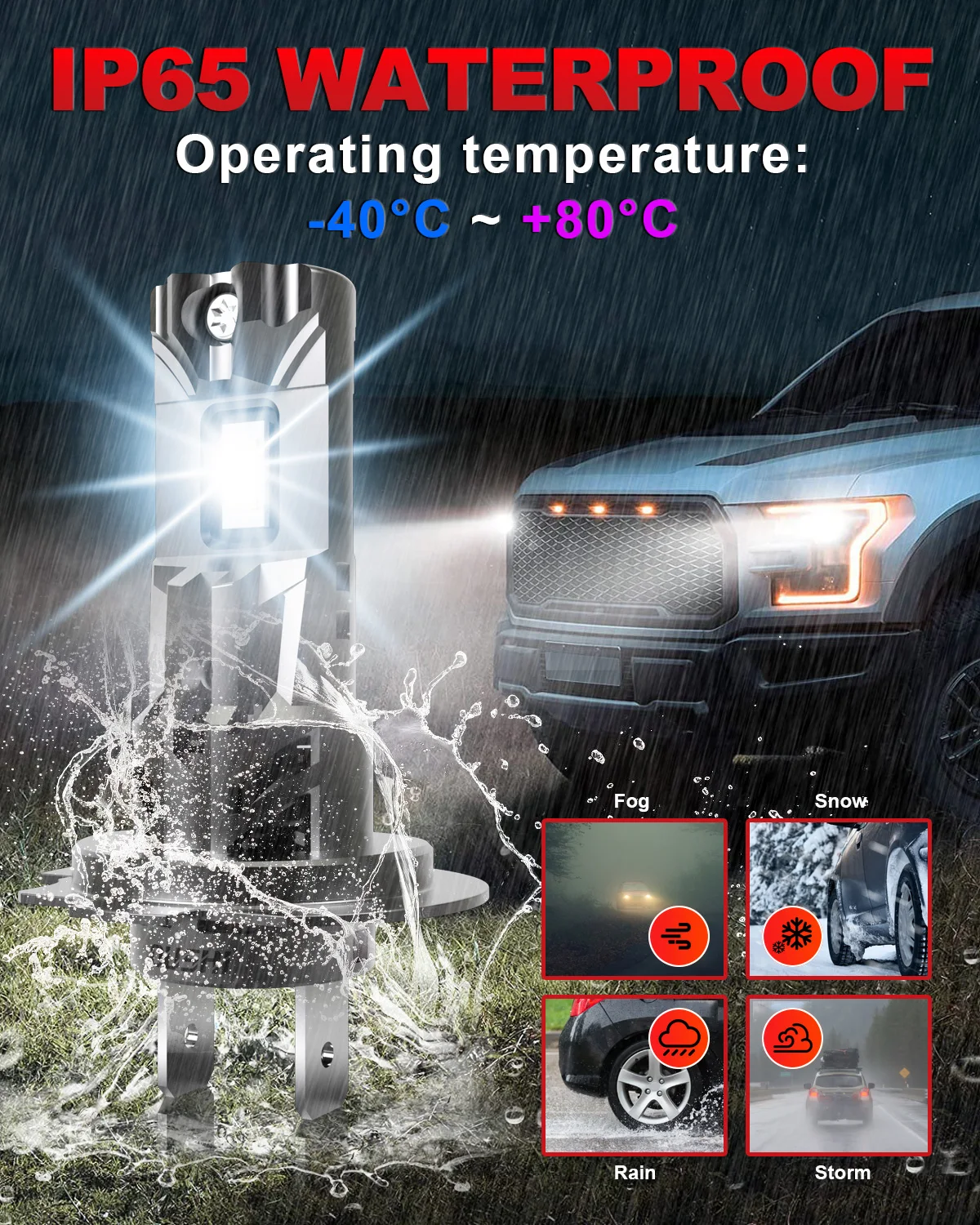 OUSHI 2x High Power New H7 Led Автомобильная фара H18 Автомобильная лампа 6000K Белый свет DRL с вентилятором для Seat Ibiza 2017 ~ 2023 Противотуманные фары Led (art.: 3920d31548c91) - 3920d31548c91