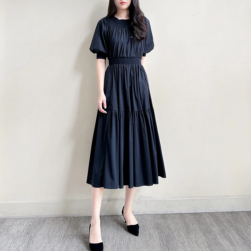 Платье средней длины цвета хаки/черное с рукавами UK 6-16