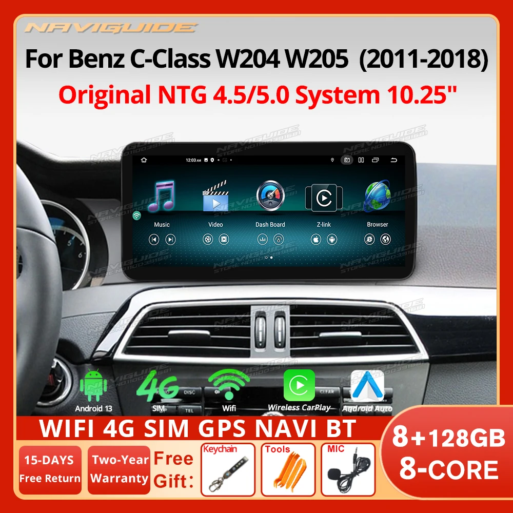 Автомобильный радиоприемник NAVIGUIDE 10 25 дюйма для Mercedes W204 W205 2011-2018 NTG Carplay 4G WIFI GPS