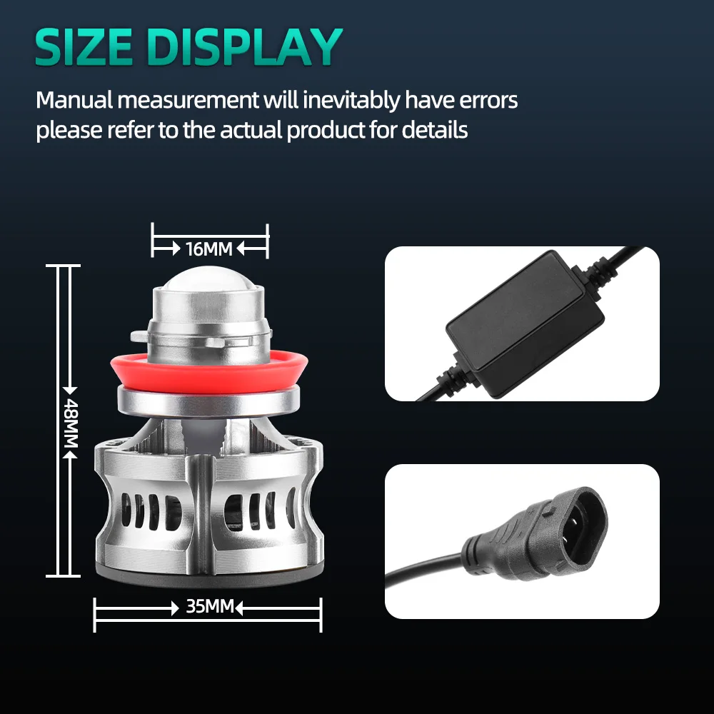 2Pcs Laser Project Lens Fog Lights H8 H11 LED H7 HB3 HB4 9005 9006 Headlight Bulb Car Lamp Projector Automotive 55W 12V 6000K - купить по