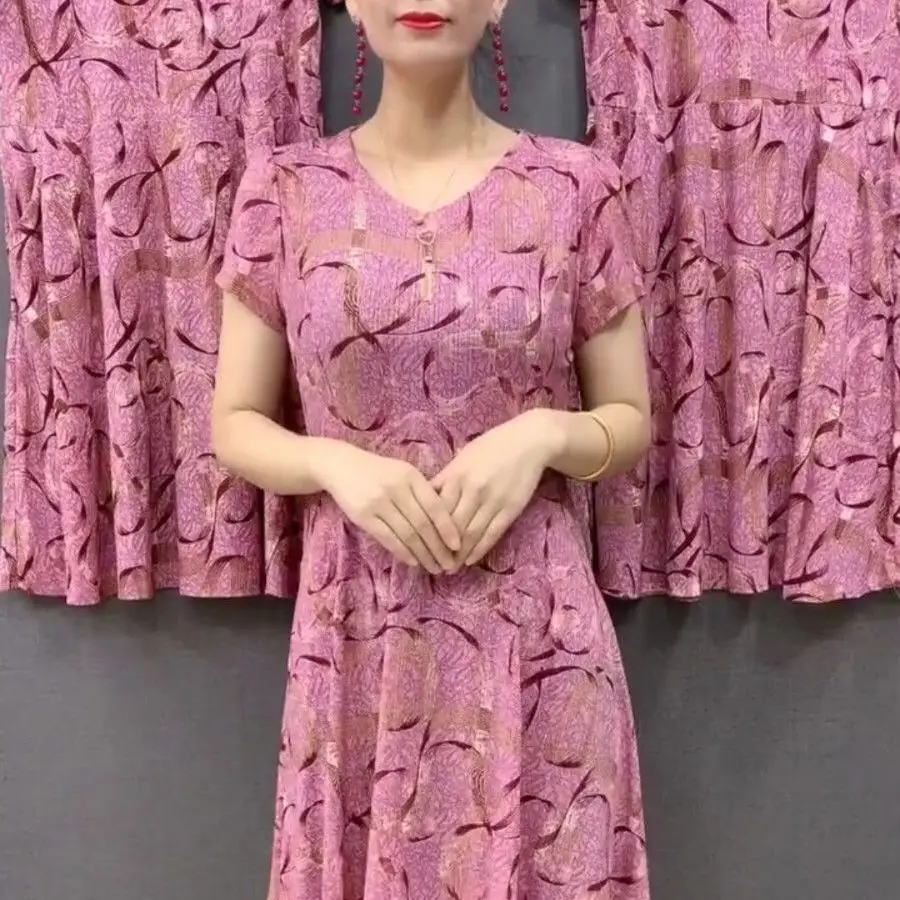 Новая летняя одежда для мам эластичное платье из ледяного шелка с боковыми