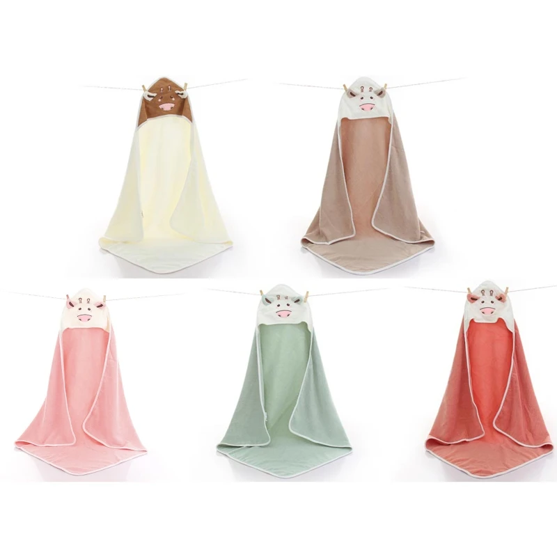 Cape Cartoon Cow Shaped Bathrobe Wrap Cloak Poncho For Kids 