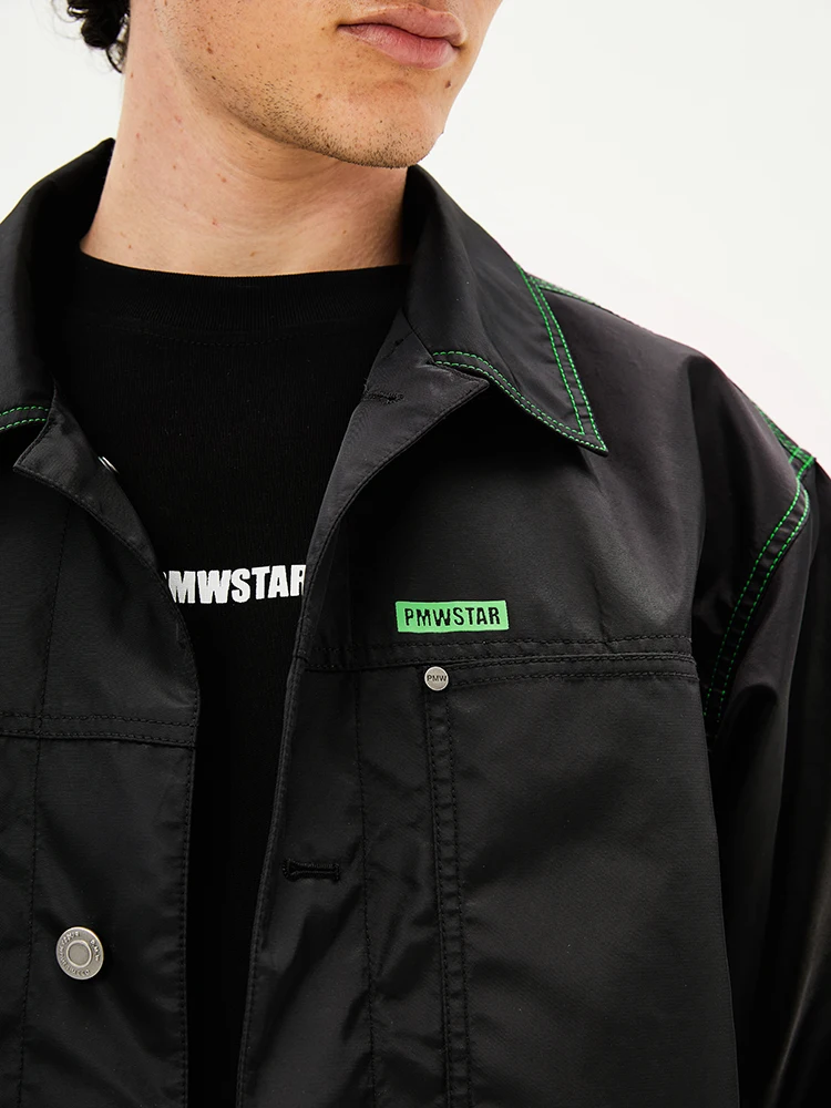 PMW New Nylon Jacket for Men Black High Street Fashion Trend Outerwear Youth Populari Spring Autumn Winter Regular Fit Oute... |