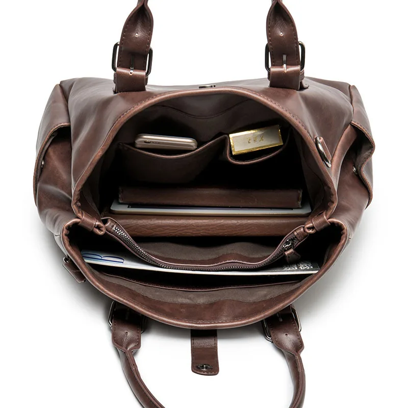 Brand Design Casual Men Briefcase Leather Business Bag Vintage Travel Men's Shoulder Messenger Bags Computer Laptop Bags