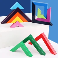 wooden rainbow stacker nesting puzzle blocks game building creative color shape learning toy early development gift for kids