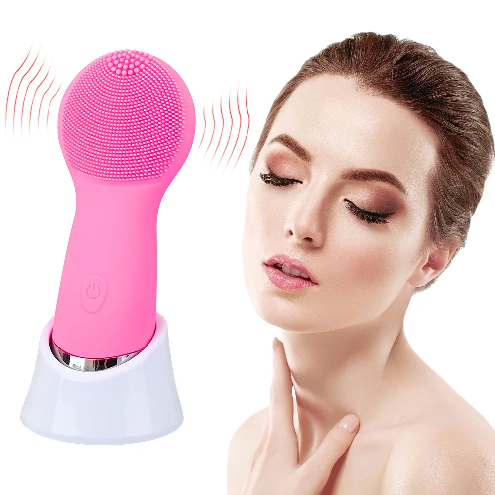 

Electric Silicone Facial Cleansing Brush Cleanser Sonic Vibrating Waterproof Exfoliating Massaging Deep Pore Washing Massager
