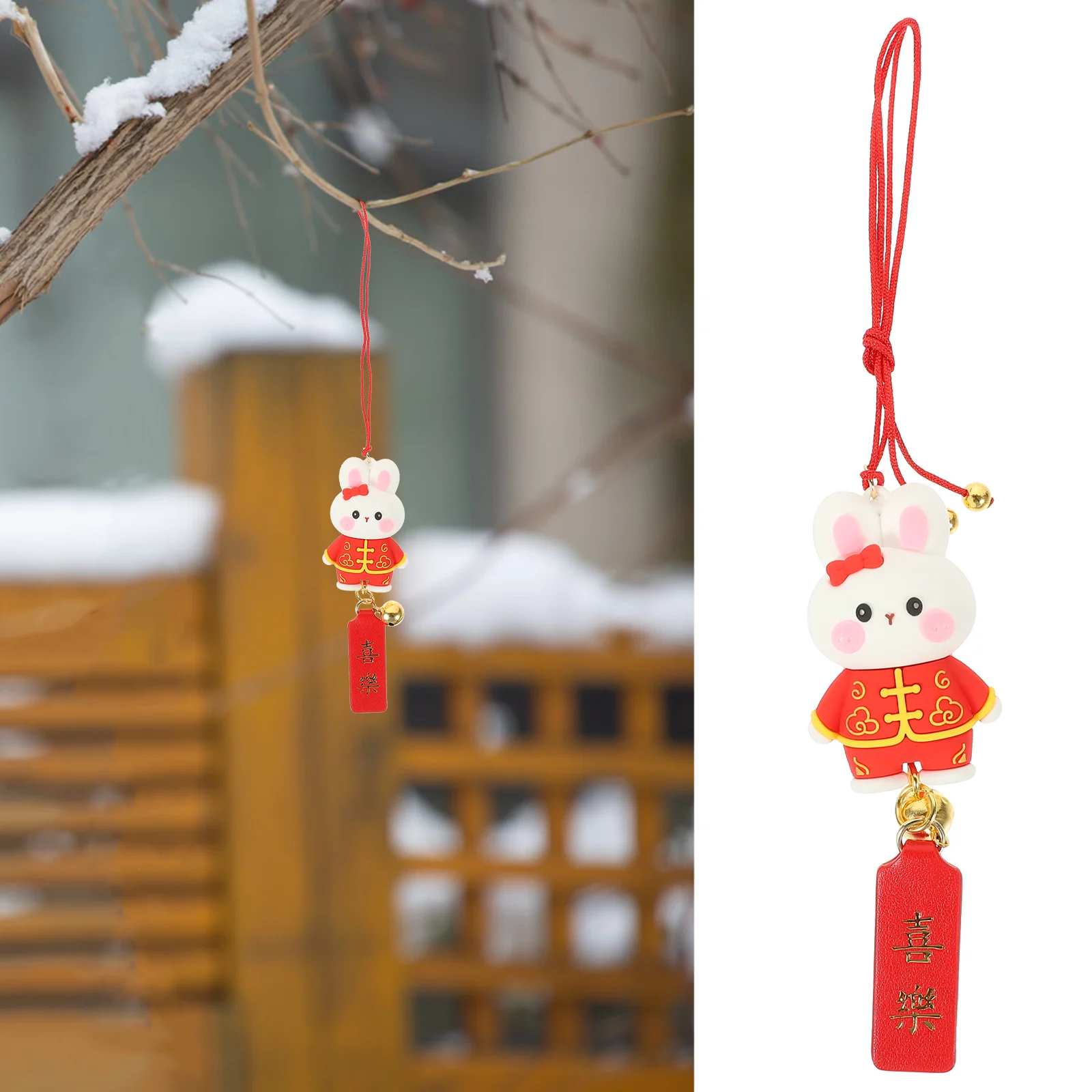 

Rabbit Pendants Pendant Year Bunny Car Zodiac Decor Ornament Easter Hanging Lucky New Keychain The Rearview Gift Souvenir Mirror