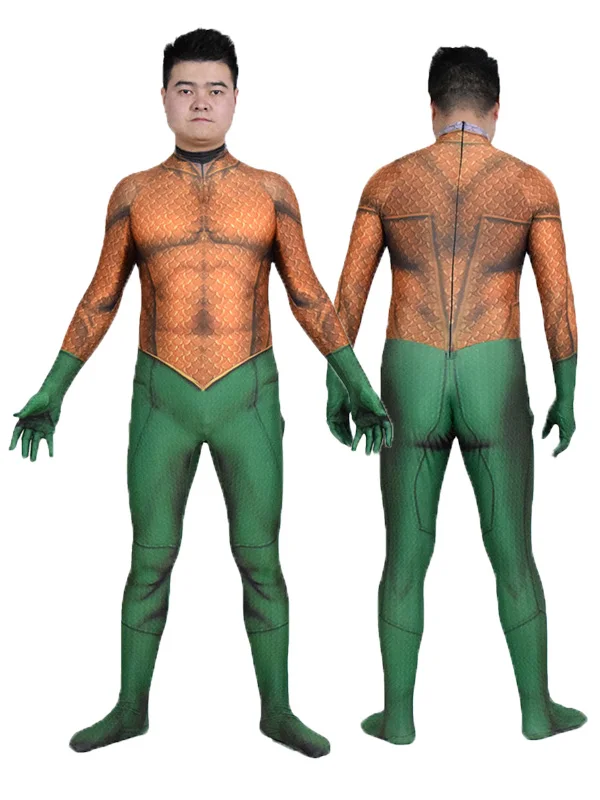 Halloween Movie Aquaman Mera Cosplay Costume Superhero Arthur Curry Orin Zentai Bodysuit Suit Jumpsuits for Adult Kids images - 6