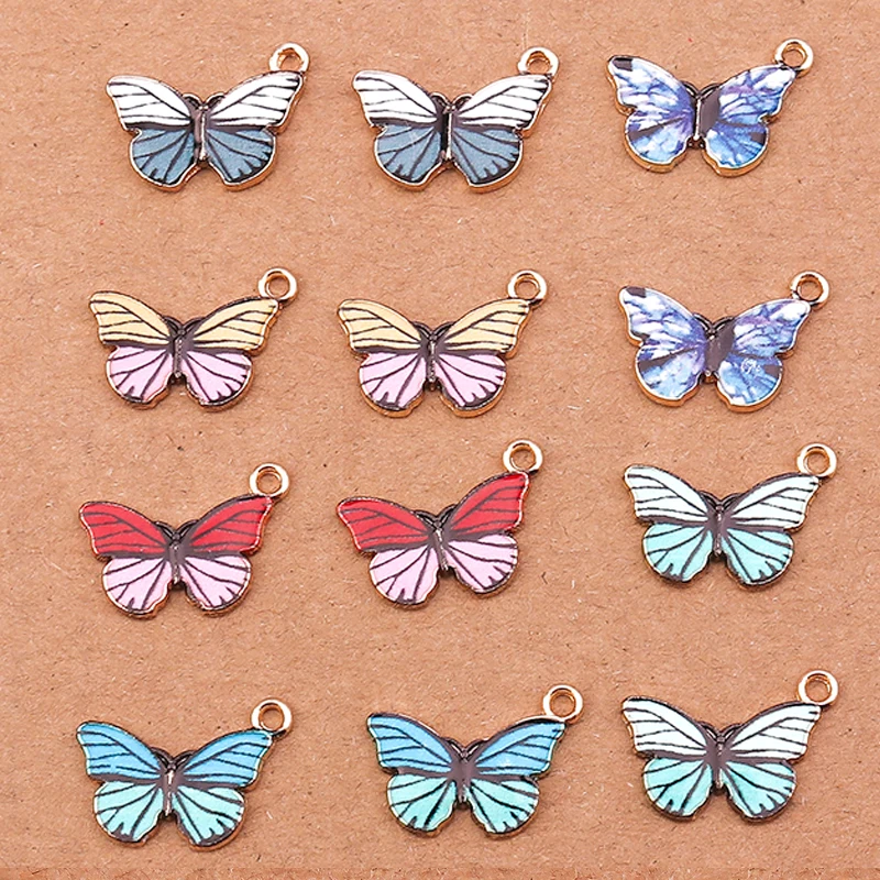 

10pcs Cute Enamel Animal Butterfly Charms for Jewelry Making Women Fashion Drop Earrings Pendants Necklaces DIY Crafts Supplies