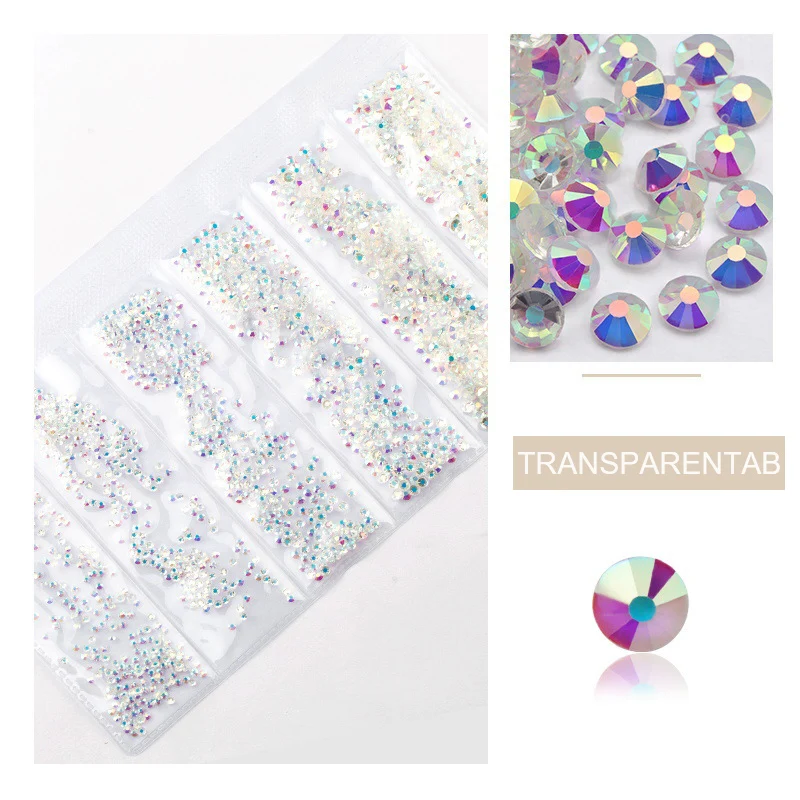 

Super Glitter SS4-SS12 Crystal Rhinestones AB Flat Back Nail Gems 3D Non HotFix 네일파츠 Nail Art Supplies and Decorations