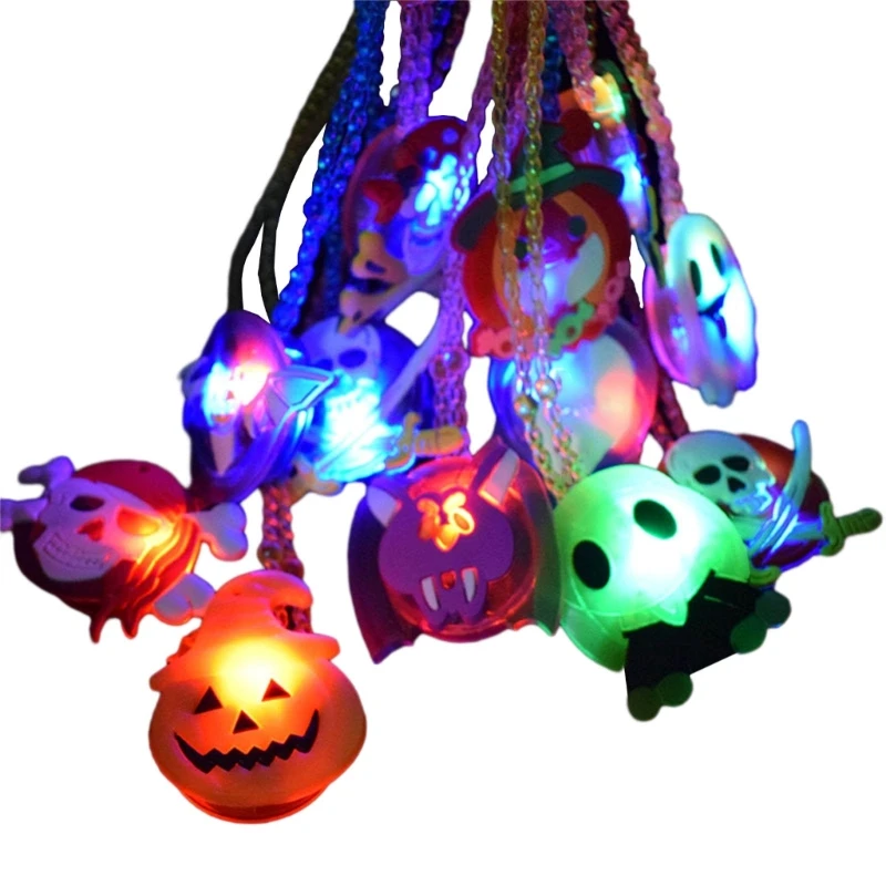 

Светящиеся ожерелья 12 шт. для Хэллоуина, светодиодный галстук, реквизит, кулон на шею, светится в темноте, фестиваль, вечерние