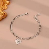 simple heart cuba chain bracelets for women luxury friends bangle bracelet korean fashion jewelry wholesale free shipping items