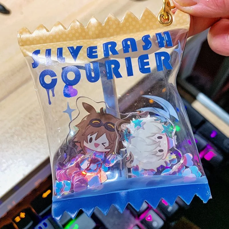 

Arknights Inflatable Candy Anime Keychain Women Sliverash Hoshiguma Lappland Acrylic Key Chain Man Shake Key Ring Cute Ornament