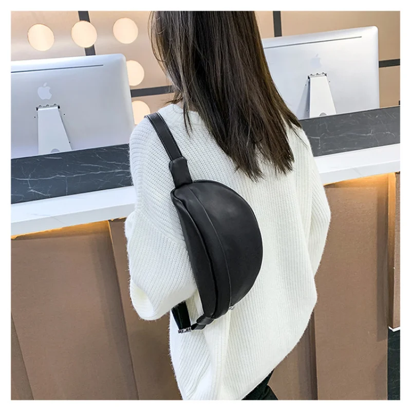 

Casual Solid Color Waist Bag Women Chest Bag Shoulder Bags Female PU Leather Belt Bags Female Bolso Fanny Pack Designer Bag