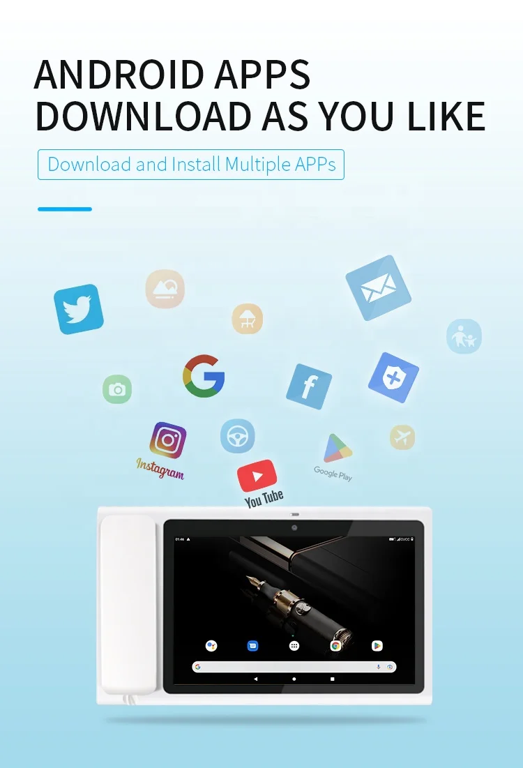 OEM ODM Домашний офис 3G 4G VoLTE Wi-Fi видеотелефон 4 + 64 ГБ 10-дюймовый сенсорный экран PSTN