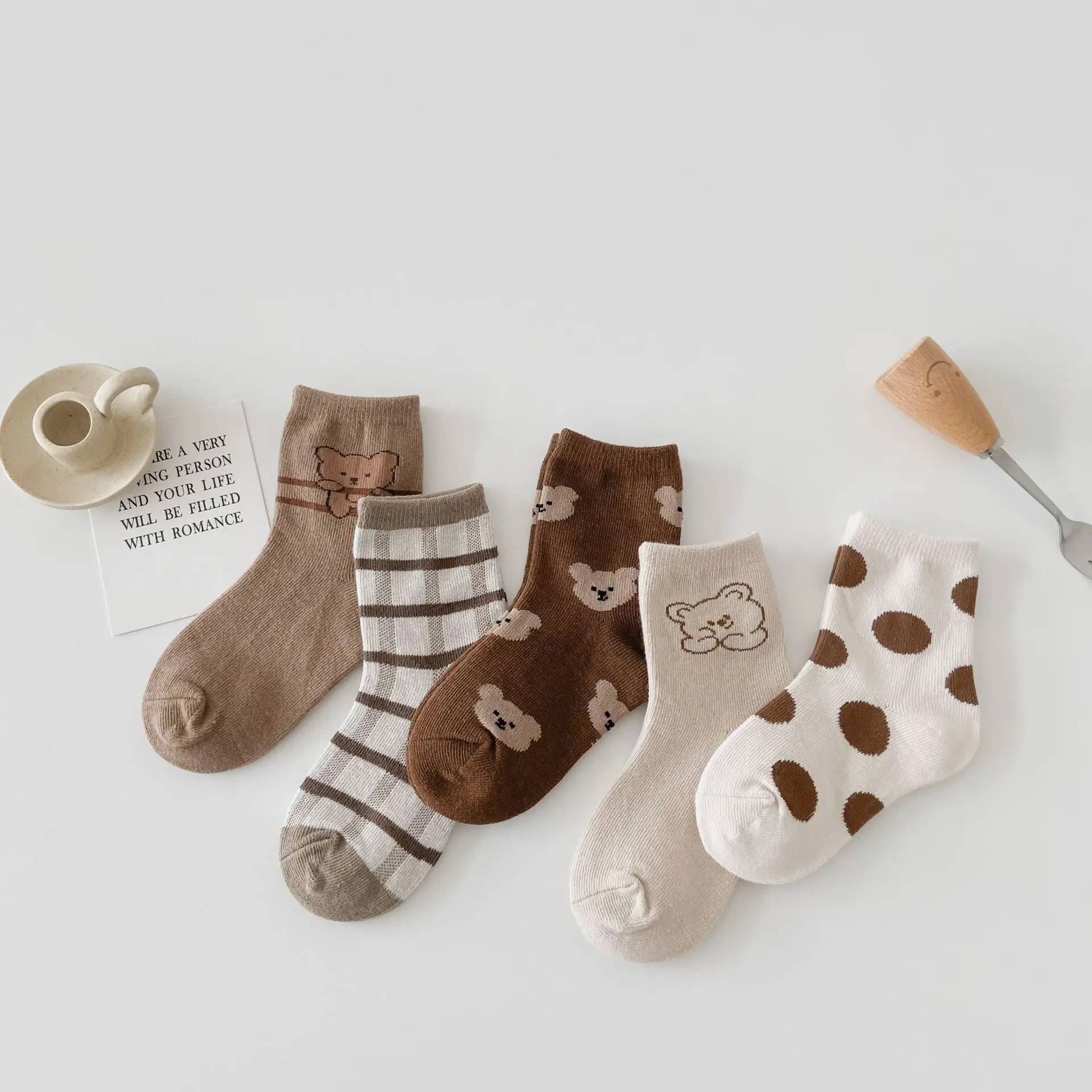 MILANCEL 2022 Autumn Baby Socks Bear Socks for Kids Dot Boys Sock