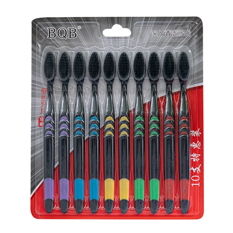 

10x Soft-bristled Adult Toothbrush Bamboo Charcoal Good Cleaning Effect Drop Shipping