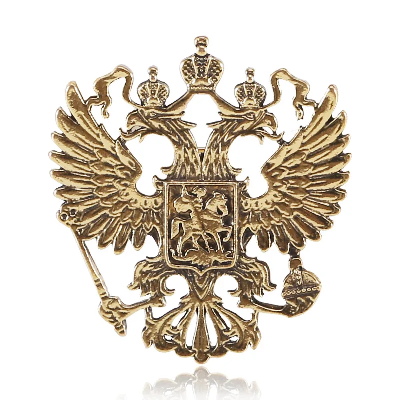 Винтажные двухсторонние Броши золотого цвета с орлом булавки металлическая