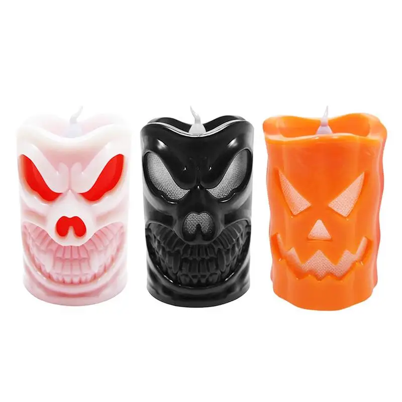 

Halloween LED Flameless Candles No Fire Hazard Flickering Light Battery Operated Flameless Candles For Halloween Ghost Shape