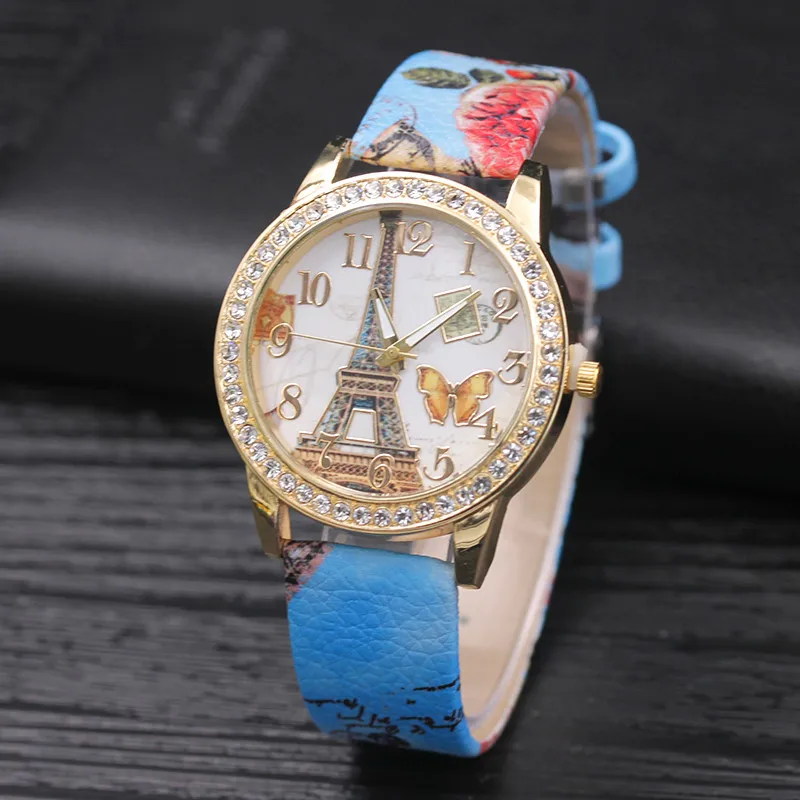 

Women Fashion Watches 2022 Top Tower Pattern Leather Band Analog Quartz Reloj Wrist Watches Relojes Para Mujer Montre Femme