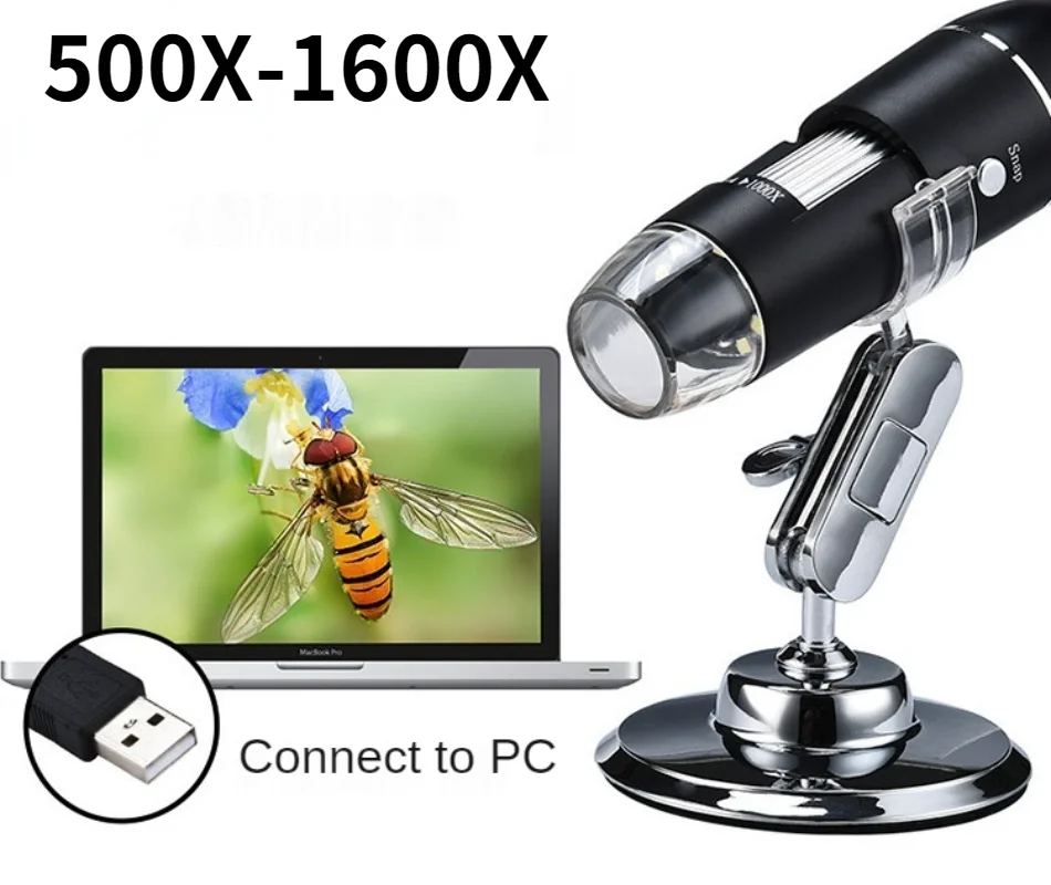 

Цифровой микроскоп 1600X 1000X с USB для электроники, микроскоп для пайки, Электронная увеличительная USB-камера с 8 светодиодами для печатной платы