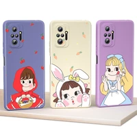 cartoon cute girl liquid silicone cover for xiaomi redmi note 11 11t 11s 10 10s 9 9t 8t 9s 8 7 5 pro phone case