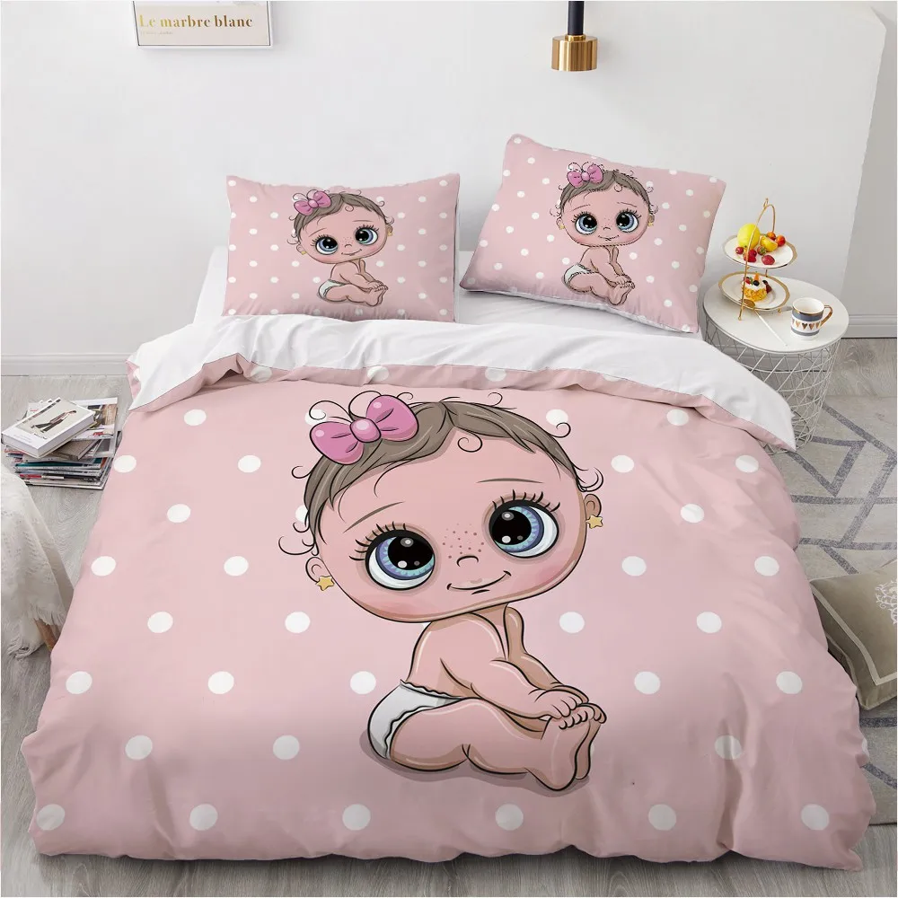 

Classic 3D Bedding Set Cover Set pillow cover Queen Double Single Size Blue Baby Cartoon Design Custom Bedclothes Quilt cover