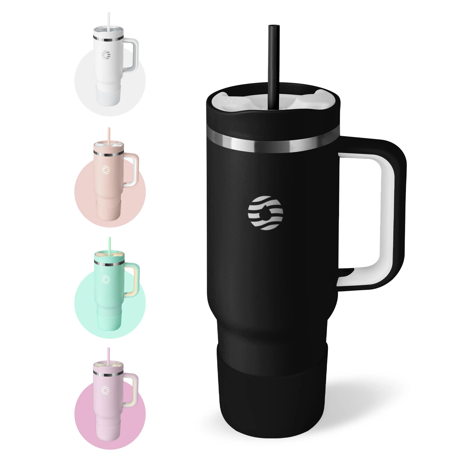 Стакан FEIJIAN 40 унций с ручкой и соломенными крышками кофейная чашка из нержавеющей