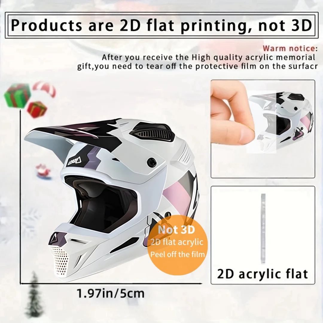 

Белый мотоциклетный шлем, кулон, брелок, 2D плоский акриловый орнамент, подвески, подвесное украшение для автомобильных сумок, праздничный подарок для дома и вечеринки