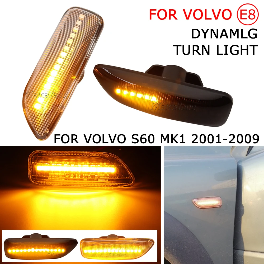 

Flowing LED Dynamic Side Marker Turn Signal Light Flashing Repeater Blinker Lamp For Volvo S80 XC90 XC70 V70 S60 2001-2009