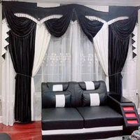 new curtains for living room european style curtain black and white fabric dining room bedroom valance mbroidery tulle