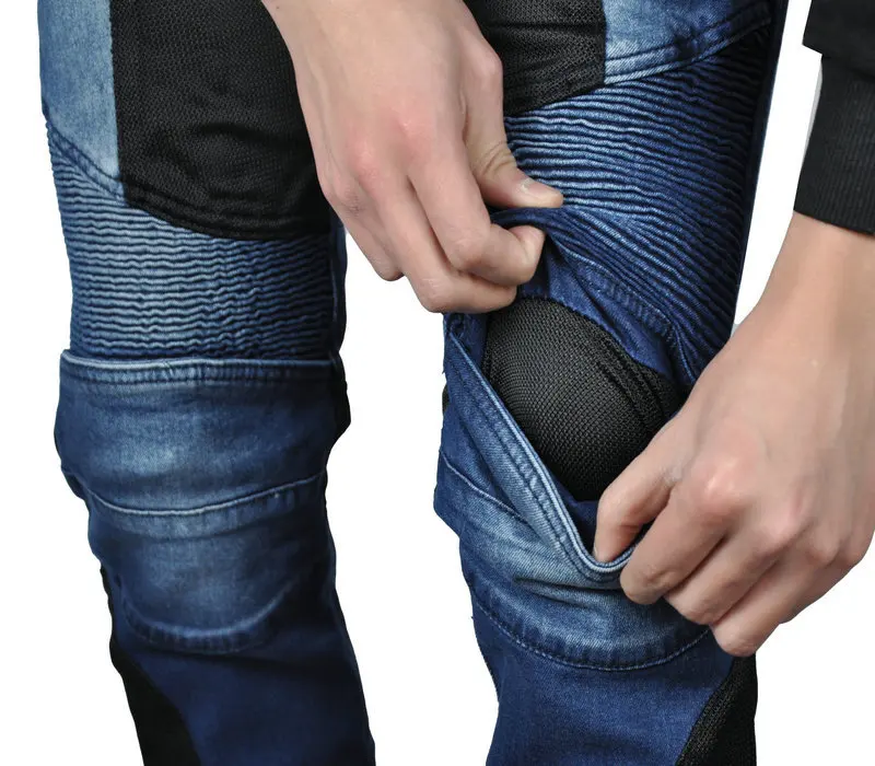 LOMENG Motorcycle Riding Jeans Summer Motorbike Pants Breathable Protective Trousers CE Removable Armored for Men LM114-5