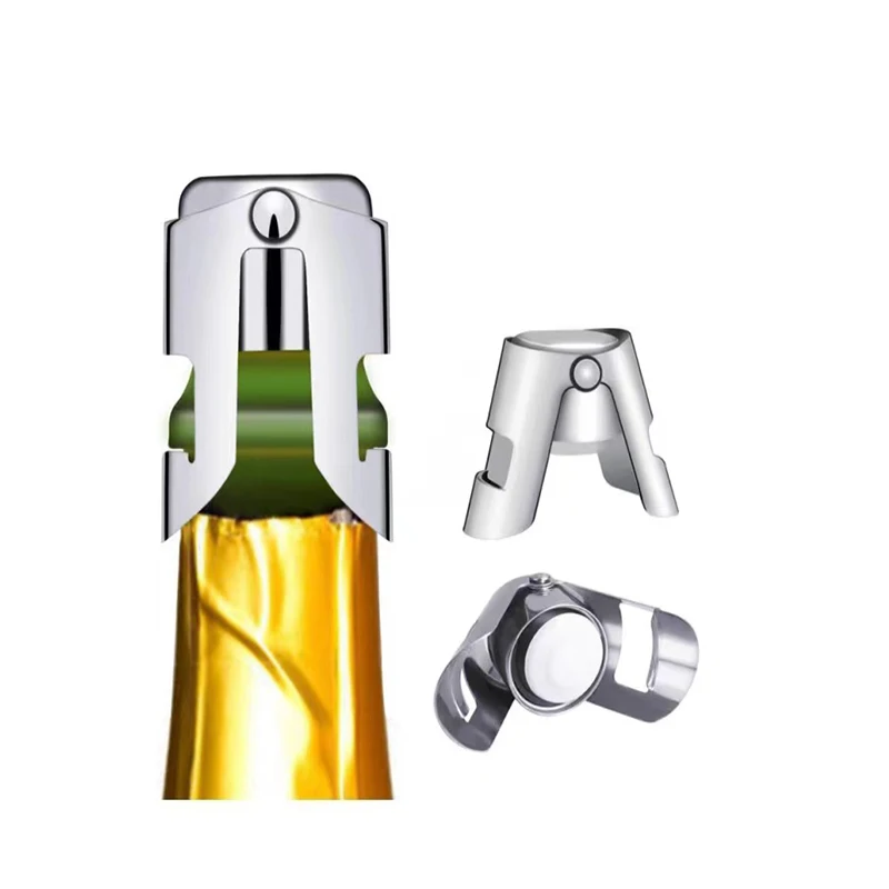 

Stainless Steel Champagne Stopper Bottle Stopper Button Anti-Skid Leak Reusable Vacuum Sealer Bottle Plug Retain Wine Freshnes